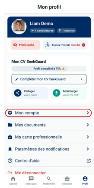 Écran de modification du numéro de téléphone avec l'option 'Modifier mon numéro de téléphone' mise en évidence